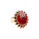 Anel Ajustável Pomba Gira Rosa 2,70cm Vermelho Dourado Metal