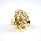 Anel Ajustavel Rosa 3,00 cm Dourado em Metal