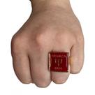 Anel Ajustável Tranca Rua 2,10 cm Vermelho e Dourado Metal