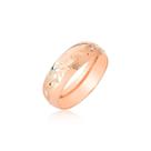 Anel aliança ouro rosé 18k 6mm largo flor toda volta M1