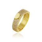 Anel Aliança Veneza Cravejada com Zircônias - Banho Ouro 18K