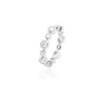 Anel aparador com círculos cravejados banhada a ródio branco - zircônias - 4mm - 2g Anel aparador com círculos cravejados banhada a ródio branco - zircônias - 4mm - 2g