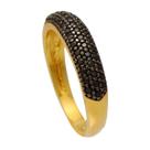 Anel Aparador de Alianças Com Zircônias Pretas Softjoias Folheado em Ouro 18K Anel Aparador de Alianças Com Zircônias Pretas Softjoias Folheado em Ouro 18K