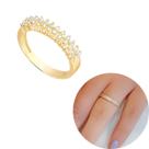 Anel aparador duplo cravejado com zircônias banhado a ouro Anel aparador duplo cravejado com zircônias banhado a ouro
