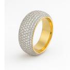 Anel Aparador Largo Dourado Zircônias em Aço Inoxidável 360L Anel Aparador Largo Dourado Zircônias em Aço Inoxidável 360L