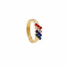 Anel aro duplo com cristais coloridos folheado em Ouro 18K Softjoias