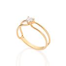 Anel Aro Duplo Coração Zircônia Banhado Ouro Rommanel 513631 Tamanho:14Cor:BRANCO