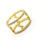 Anel Aro Duplo Microzirconias Banho Ouro 18k 2216