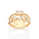 Anel Aro Duplo Zircônia Banhado a Ouro Rommanel 513627 Tamanho:22Cor:BRANCO