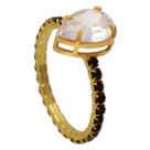 Anel Aro Inteiro com Cristais e Gota de Zircônia Folheado em Ouro 18K Softjoias Anel Aro Inteiro com Cristais e Gota de Zircônia Folheado em Ouro 18K Softjoias