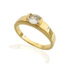 Anel Aro Liso Com Zircônia Cristal Banhado a Ouro Anel Aro Liso Com Zircônia Cristal Banhado a Ouro