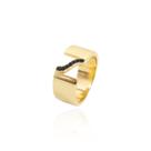 Anel banhado a ouro 18k com detalhes zircônia negra aro 19