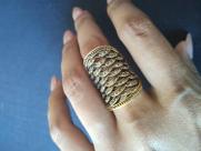 Anel Banhado a Ouro 18k /Detalhado e C/ pedra de Zircônia