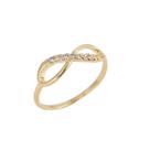 Anel Banhado a Ouro De Aro Liso de Infinito Com Pedras Bijou Art