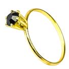 Anel Banhado Ouro 18k Pedra Zirconia Preta 2mm Anatomico Tradicional