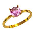 Anel Banhado Ouro 18k Solitario Pedra Zirconia Rosa 2mm Tungsteneio Tradicional