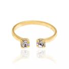 Anel banhado ouro 3x 24k 18k e 22k feminino falange com pedra rommanel fino ajustável cristais redondos 511692