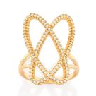 Anel banhado ouro 3x 24k 18k e 22k feminino rommanel 2 partes ovais entrelaçadas zircônias 513073