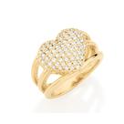 Anel banhado ouro 3x 24k 18k e 22k feminino rommanel 3 fios coração zircônias 511357