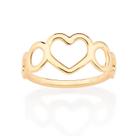 Anel banhado ouro 3x 24k 18k e 22k feminino rommanel 4 círculos e coração vazado centro 513296