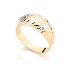 Anel banhado ouro 3x 24k 18k e 22k feminino rommanel filete ródio branco 510486