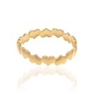 Anel banhado ouro 3x 24k 18k e 22k feminino rommanel fino corações invertidos 512156