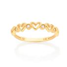 Anel banhado ouro 3x 24k 18k e 22k feminino rommanel fino skinny corações com zircônias 513331 Anel banhado ouro 3x 24k 18k e 22k feminino rommanel fino skinny corações com zircônias 513331