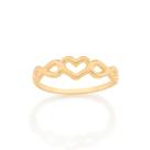 Anel banhado ouro 3x 24k 18k e 22k feminino rommanel fino vazado amor eterno infinitos coração 512865