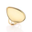 Anel banhado ouro 3x 24k 18k e 22k feminino rommanel grande gota lisa bordas trabalhadas 513381