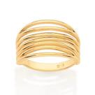 Anel banhado ouro 3x 24k 18k e 22k feminino rommanel grande maxi de fios lisos 513290