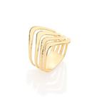 Anel banhado ouro 3x 24k 18k e 22k feminino rommanel ondulado vazado granitado 510831 Anel banhado ouro 3x 24k 18k e 22k feminino rommanel ondulado vazado granitado 510831