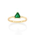Anel banhado ouro 3x 24k 18k e 22k feminino solitário cristal verde triangular rommanel 513470