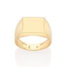 Anel banhado ouro 3x 24k 18k e 22k masculino rommanel quadrado liso 513368