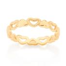 Anel banhado ouro 3x 24k 18k e 22k ou prata 925 feminino rommanel fino skinny corações vazados 513059 310024
