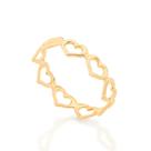 Anel banhado ouro 3x 24k 18k e 22k ou prata feminino rommanel fino corações 512867 310851