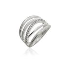Anel Basico Linhas com Zirconias Prata 925