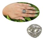 Anel Boho Bombe Ondas Marcassitas Prata 925 Aro 13 J25193