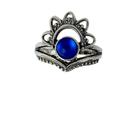 Anel Boho Com pedra Sintética Azul Prata 925 Anel Boho Com pedra Sintética Azul Prata 925