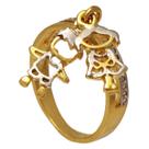 Anel Casal de Filhos com Aplique de Ródio Softjoias Folheado em Ouro 18K