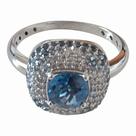 Anel Chuveiro Ouro18k Branco Topazio London e Diamante aro 18 Rosângela Lima Anel Chuveiro Ouro18k Branco Topazio London e Diamante aro 18 Rosângela Lima