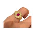Anel Clássico De Luxo Feminino Com Rubi, Design Elíptico Com Acabamento Escovado, Joia Para Anel Clássico De Luxo Feminino Com Rubi, Design Elíptico Com Acabamento Escovado, Joia Para
