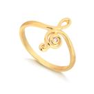 Anel Clave De Sol Nota Musical Zircônia Folheado A Ouro 18k