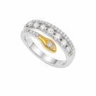 Anel Cobra Em Prata 925 E Prata Banhada A Ouro Cravejado Com Zircônias Brancas 2x3 mm