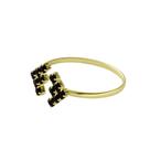 Anel Com Adereços Triangulares Em Strass PRI Style Folheado A Ouro 18K Antialérgico Ajustável