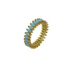 Anel com cravação navete turquesa banhado a ouro - zircônia - 0,5 cm - 3 g