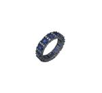 ANEL COM CRAVAÇÃO OVAL SAFIRA BANHADO A RÓDIO NEGRO - 5mm - 5g