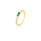 Anel Com Cristal Retangular E Zircônias Banhado A Ouro - Verde Escuro Anel Com Cristal Retangular E Zircônias Banhado A Ouro - Verde Escuro