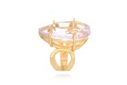 Anel com cristal rosa e banho de ouro 18K aro 17