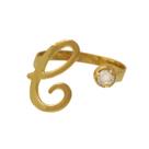 Anel com Inicial de Nome e Ponto de Luz Cravejado Folheado em Ouro 18K Anel com Inicial de Nome e Ponto de Luz Cravejado Folheado em Ouro 18K