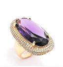 Anel Com Pedra Cristal Cravejado De Zirconias Banhado 4604